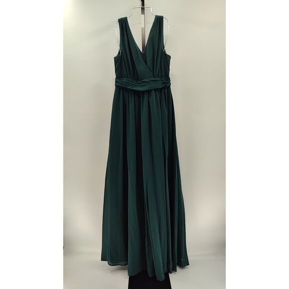 Lulus Women Thoughts Of Hue Surplice Maxi Dress Green Basic Sleeved Large - Picture 2 of 3